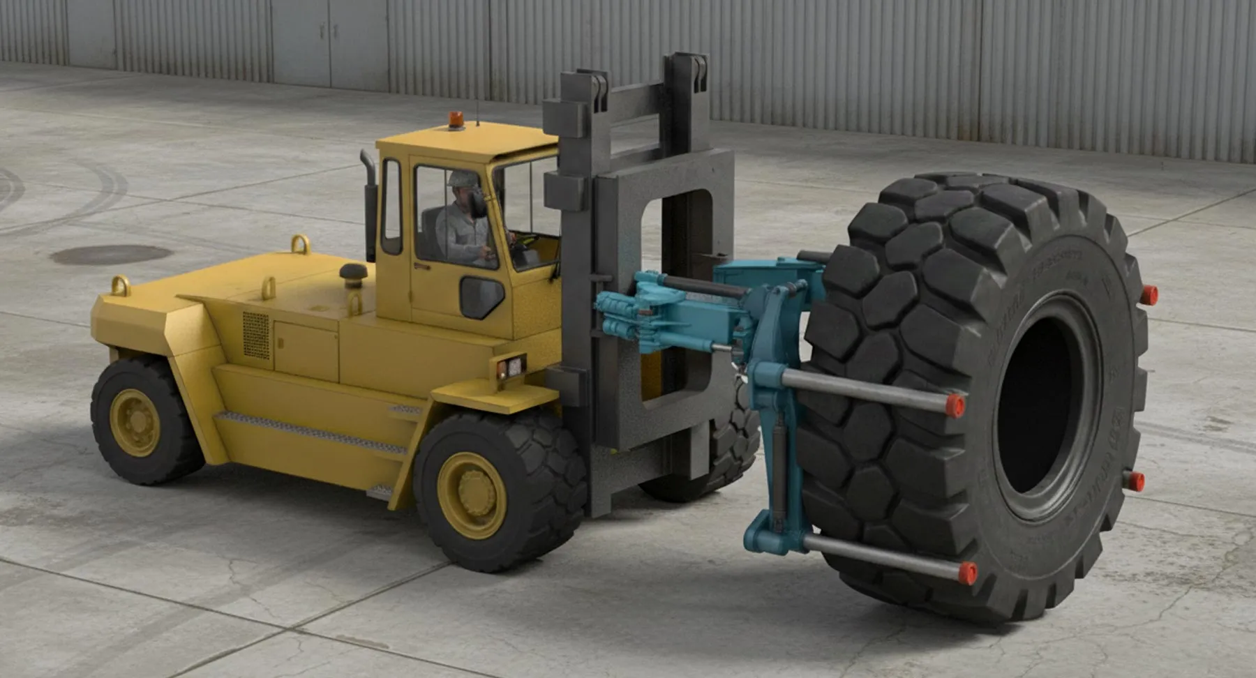 Tyre Handler in action
